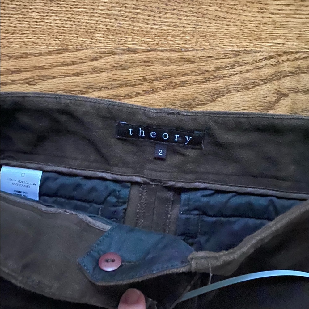 Theory brown velvet pants women size 2 plush feel with stretch dark academia - Picture 3 of 6